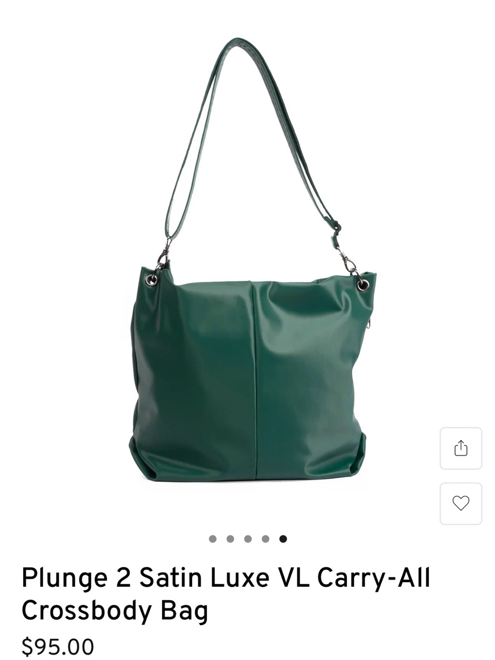 Lug Plunge Wickedly Green Satin Luxe Vegan Leather Tote Bag. NWT - Picture 4 of 5